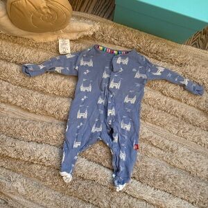 Blue Kids One Piece with Castle Print